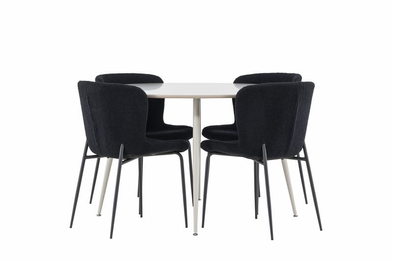 Plaza Matgrupp 120 cm Rund med 4 Modesto stolar - Beige/Svart - Möbler - Bord & matgrupper - Matgrupper