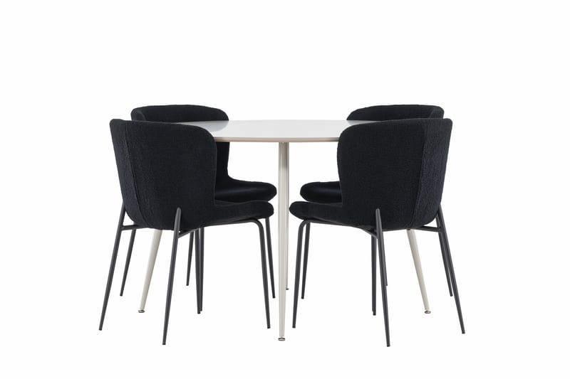 Plaza Matgrupp 120 cm Rund med 4 Modesto stolar - Beige/Svart - Möbler - Bord & matgrupper - Matgrupper