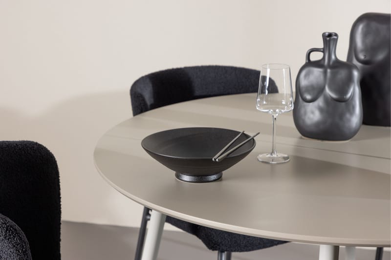 Plaza Matgrupp 120 cm Rund med 4 Modesto stolar - Beige/Svart - Möbler - Bord & matgrupper - Matgrupper