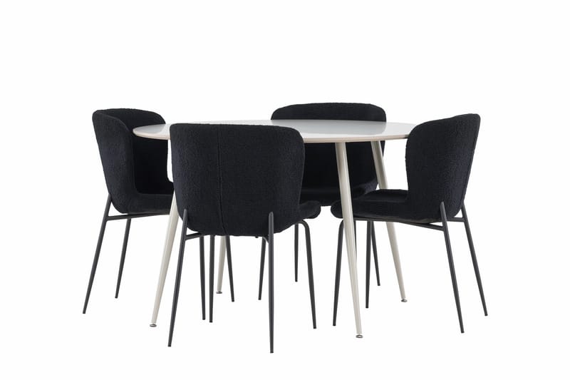 Plaza Matgrupp 120 cm Rund med 4 Modesto stolar - Beige/Svart - Möbler - Bord & matgrupper - Matgrupper