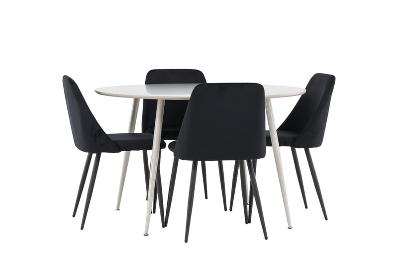 Plaza Matgrupp 120 cm Rund med 4 Night stolar - Beige/Svart - Möbler - Bord & matgrupper - Matgrupper