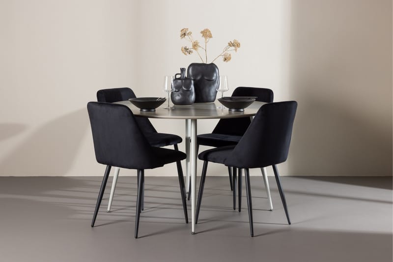Plaza Matgrupp 120 cm Rund med 4 Night stolar - Beige/Svart - Möbler - Bord & matgrupper - Matgrupper