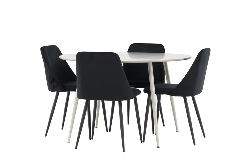 Plaza Matgrupp 120 cm Rund med 4 Night stolar - Beige/Svart - Möbler - Bord & matgrupper - Matgrupper