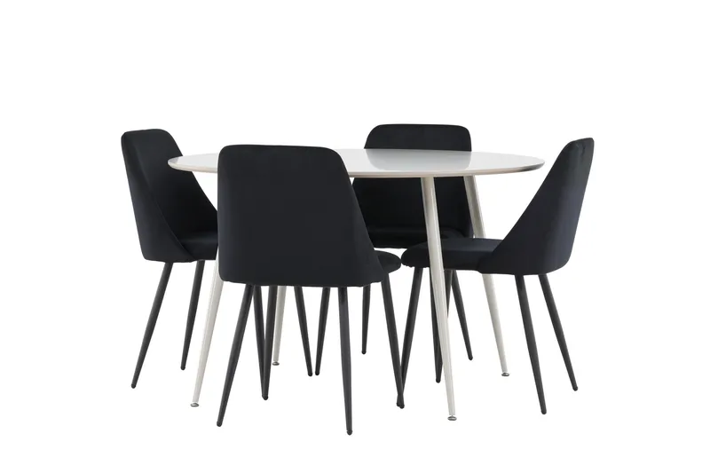 Plaza Matgrupp 120 cm Rund med 4 Night stolar - Beige/Svart - Möbler - Bord & matgrupper - Matgrupper