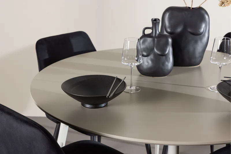 Plaza Matgrupp 120 cm Rund med 4 Night stolar - Beige/Svart - Möbler - Bord & matgrupper - Matgrupper