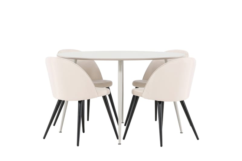 Plaza Matgrupp 120 cm Rund med 4 Velvet stolar - Beige/Beige - Möbler - Bord & matgrupper - Matgrupper