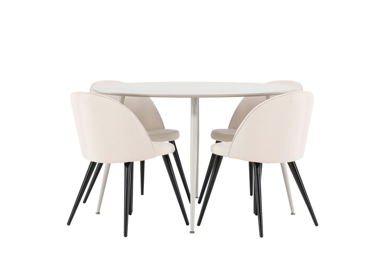 Plaza Matgrupp 120 cm Rund med 4 Velvet stolar - Beige/Beige - Möbler - Bord & matgrupper - Matgrupper