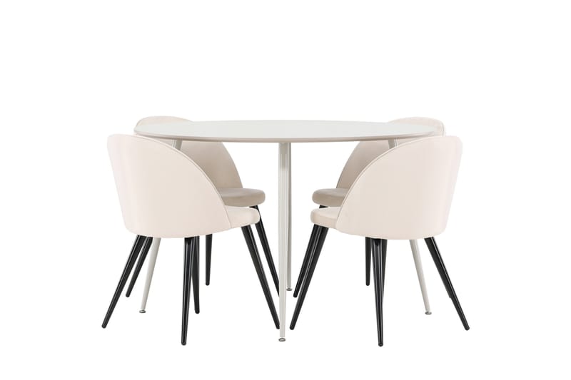 Plaza Matgrupp 120 cm Rund med 4 Velvet stolar - Beige/Beige - Möbler - Bord & matgrupper - Matgrupper