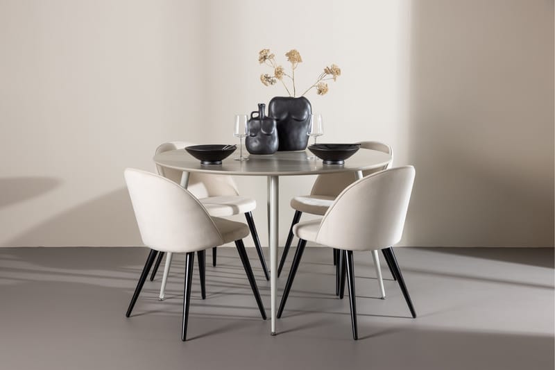 Plaza Matgrupp 120 cm Rund med 4 Velvet stolar - Beige/Beige - Möbler - Bord & matgrupper - Matgrupper