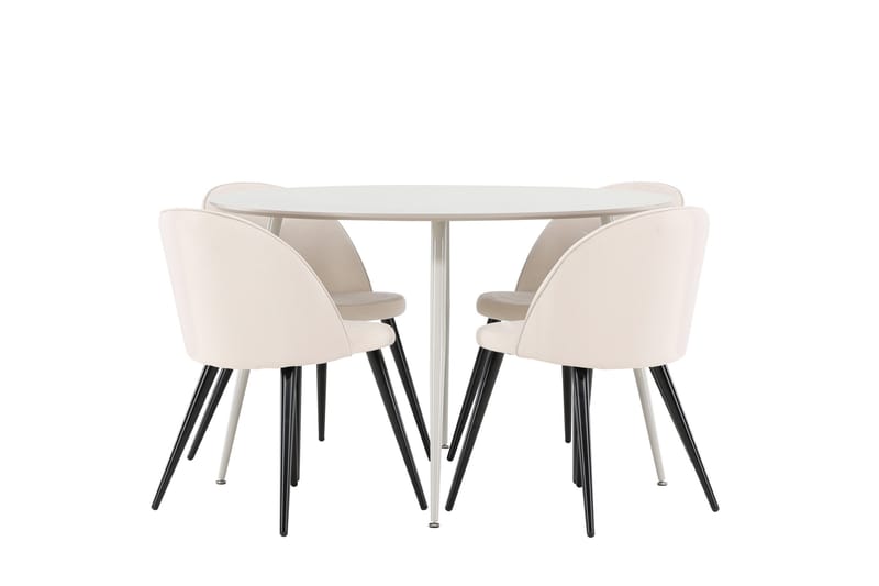 Plaza Matgrupp 120 cm Rund med 4 Velvet stolar - Beige/Beige - Möbler - Bord & matgrupper - Matgrupper