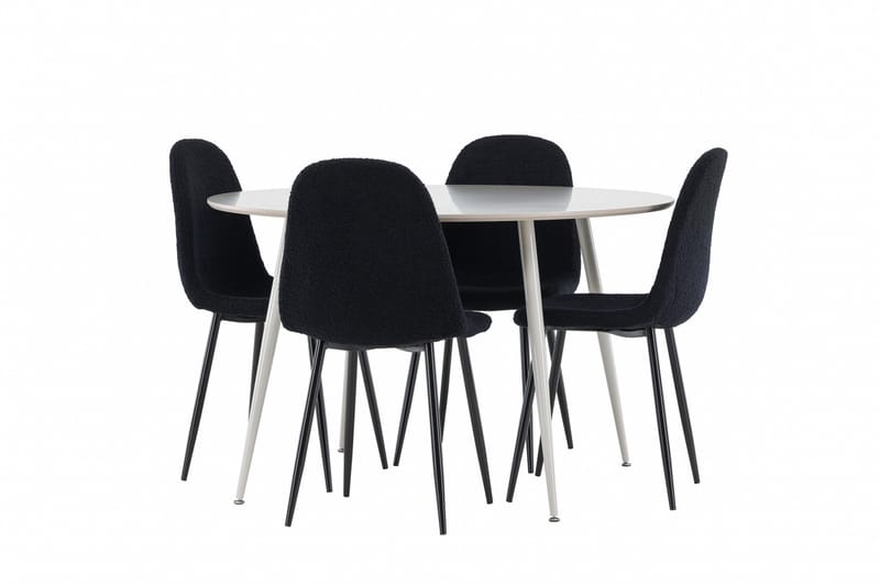 Plaza Matgrupp 120 cm Rund med 4 Polar stolar - Beige/Svart - Möbler - Bord & matgrupper - Matgrupper