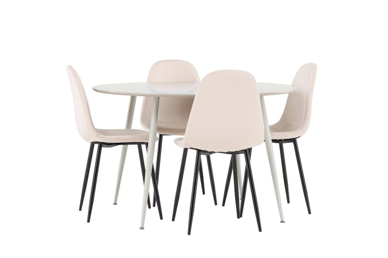 Plaza Matgrupp 120 cm Rund med 4 Polar stolar - Beige/Beige - Möbler - Bord & matgrupper - Matgrupper