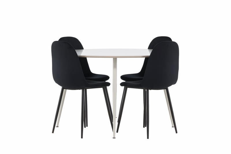 Plaza Matgrupp 120 cm Rund med 4 Polar stolar - Beige/Svart - Möbler - Bord & matgrupper - Matgrupper