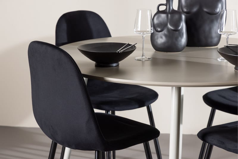 Plaza Matgrupp 120 cm Rund med 4 Polar stolar - Beige/Svart - Möbler - Bord & matgrupper - Matgrupper