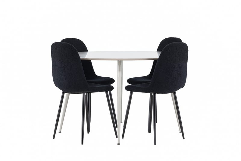 Plaza Matgrupp 120 cm Rund med 4 Polar stolar - Beige/Svart - Möbler - Bord & matgrupper - Matgrupper