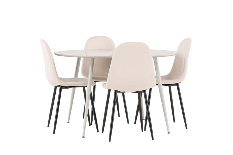 Plaza Matgrupp 120 cm Rund med 4 Polar stolar - Beige/Beige - Möbler - Bord & matgrupper - Matgrupper