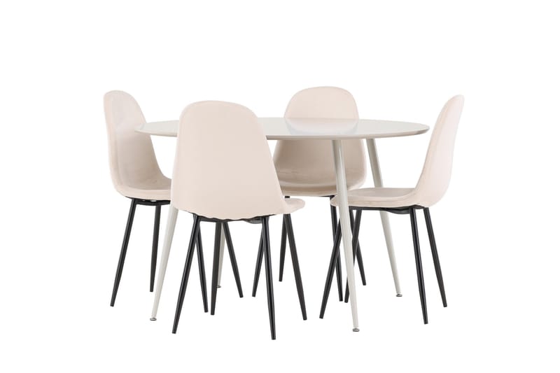 Plaza Matgrupp 120 cm Rund med 4 Polar stolar - Beige/Beige - Möbler - Bord & matgrupper - Matgrupper