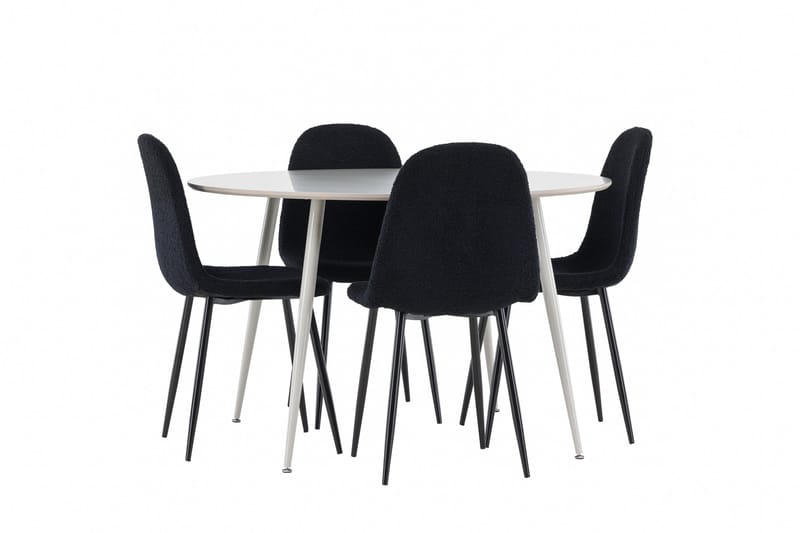 Plaza Matgrupp 120 cm Rund med 4 Polar stolar - Beige/Svart - Möbler - Bord & matgrupper - Matgrupper