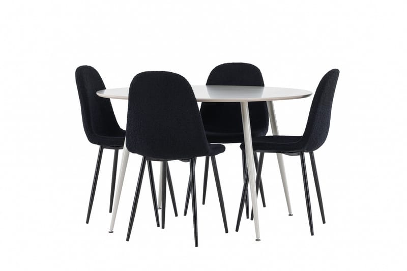 Plaza Matgrupp 120 cm Rund med 4 Polar stolar - Beige/Svart - Möbler - Bord & matgrupper - Matgrupper