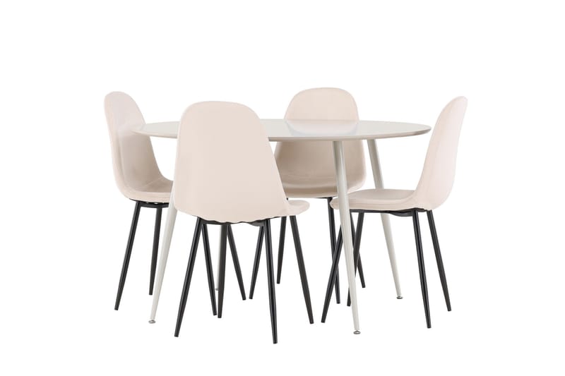 Plaza Matgrupp 120 cm Rund med 4 Polar stolar - Beige/Beige - Möbler - Bord & matgrupper - Matgrupper