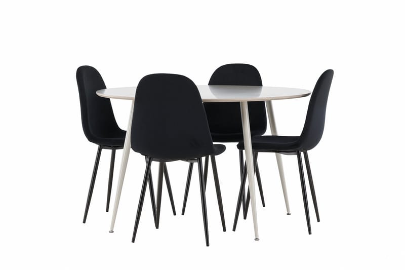 Plaza Matgrupp 120 cm Rund med 4 Polar stolar - Beige/Svart - Möbler - Bord & matgrupper - Matgrupper