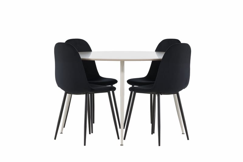 Plaza Matgrupp 120 cm Rund med 4 Polar stolar - Beige/Svart - Möbler - Bord & matgrupper - Matgrupper