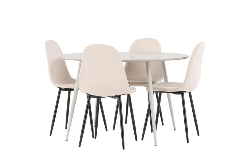 Plaza Matgrupp 120 cm Rund med 4 Polar stolar - Beige/Beige - Möbler - Bord & matgrupper - Matgrupper