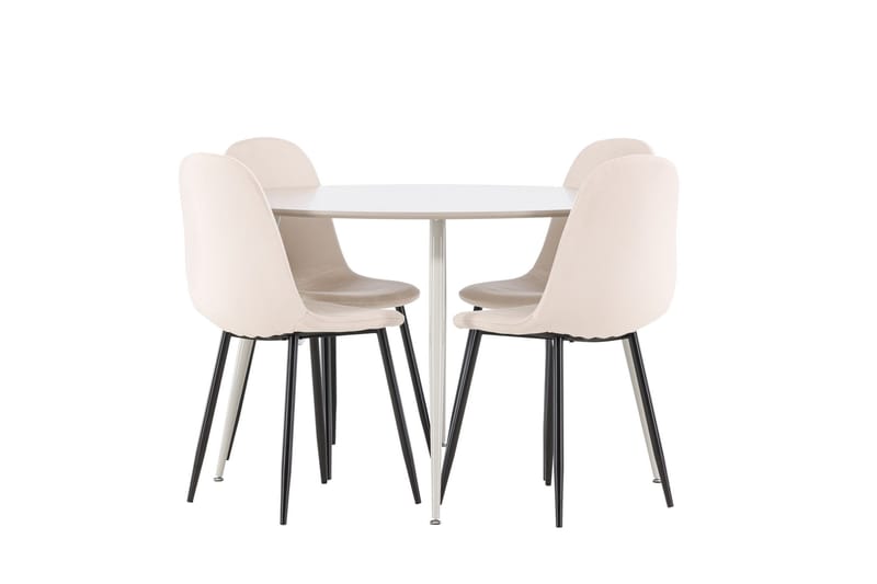 Plaza Matgrupp 120 cm Rund med 4 Polar stolar - Beige/Beige - Möbler - Bord & matgrupper - Matgrupper