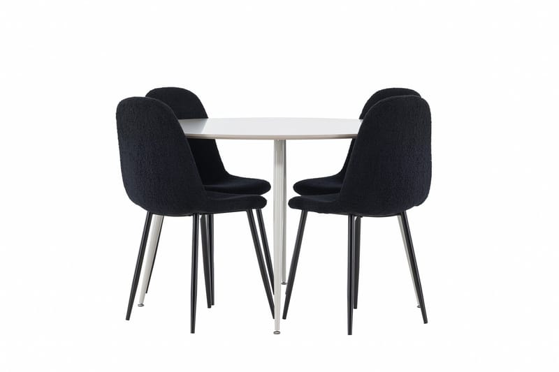 Plaza Matgrupp 120 cm Rund med 4 Polar stolar - Beige/Svart - Möbler - Bord & matgrupper - Matgrupper