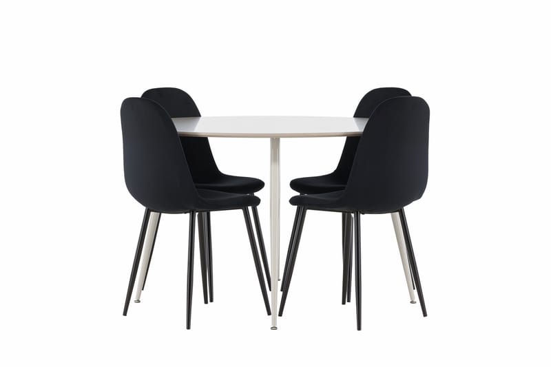 Plaza Matgrupp 120 cm Rund med 4 Polar stolar - Beige/Svart - Möbler - Bord & matgrupper - Matgrupper