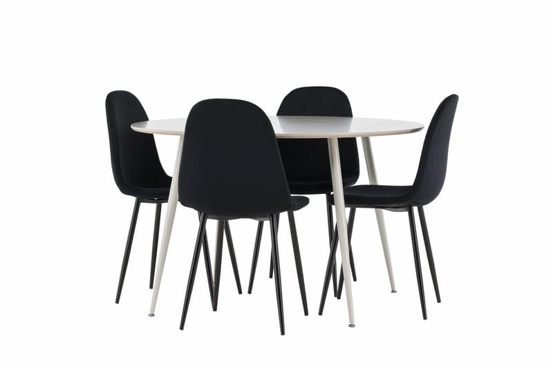 Plaza Matgrupp 120 cm Rund med 4 Polar stolar - Beige/Svart - Möbler - Bord & matgrupper - Matgrupper