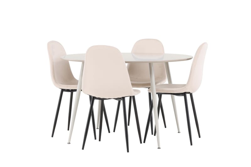 Plaza Matgrupp 120 cm Rund med 4 Polar stolar - Beige/Beige - Möbler - Bord & matgrupper - Matgrupper