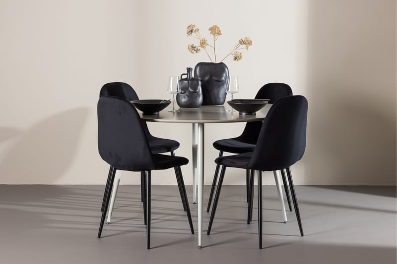 Plaza Matgrupp 120 cm Rund med 4 Polar stolar - Beige/Svart - Möbler - Bord & matgrupper - Matgrupper