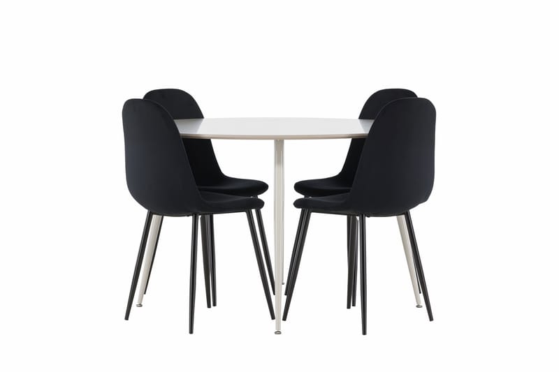 Plaza Matgrupp 120 cm Rund med 4 Polar stolar - Beige/Svart - Möbler - Bord & matgrupper - Matgrupper
