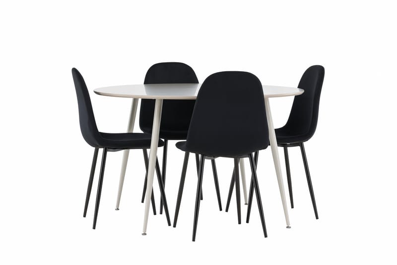 Plaza Matgrupp 120 cm Rund med 4 Polar stolar - Beige/Svart - Möbler - Bord & matgrupper - Matgrupper