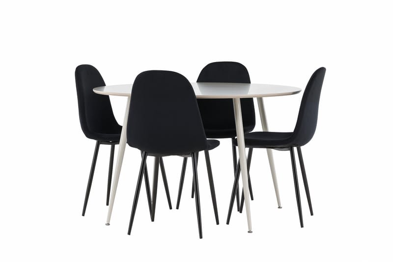 Plaza Matgrupp 120 cm Rund med 4 Polar stolar - Beige/Svart - Möbler - Bord & matgrupper - Matgrupper