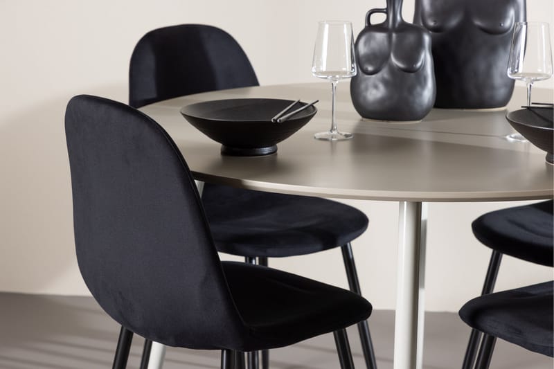 Plaza Matgrupp 120 cm Rund med 4 Polar stolar - Beige/Svart - Möbler - Bord & matgrupper - Matgrupper