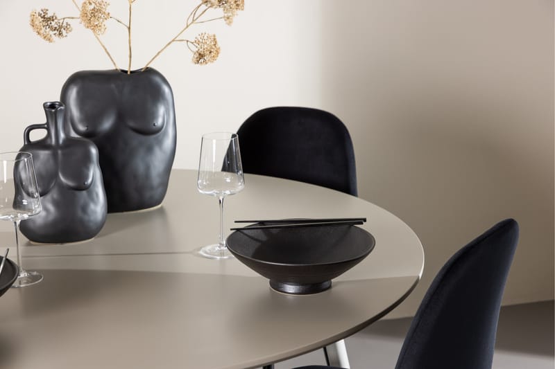 Plaza Matgrupp 120 cm Rund med 4 Polar stolar - Beige/Svart - Möbler - Bord & matgrupper - Matgrupper