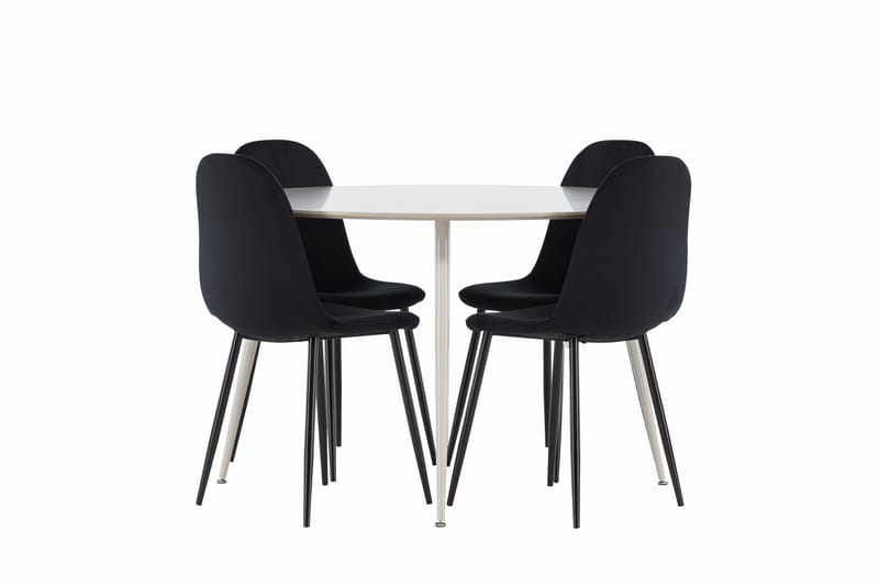 Plaza Matgrupp 120 cm Rund med 4 Polar stolar - Beige/Svart - Möbler - Bord & matgrupper - Matgrupper