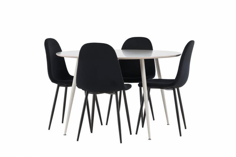 Plaza Matgrupp 120 cm Rund med 4 Polar stolar - Beige/Svart - Möbler - Bord & matgrupper - Matgrupper