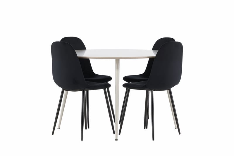 Plaza Matgrupp 120 cm Rund med 4 Polar stolar - Beige/Svart - Möbler - Bord & matgrupper - Matgrupper