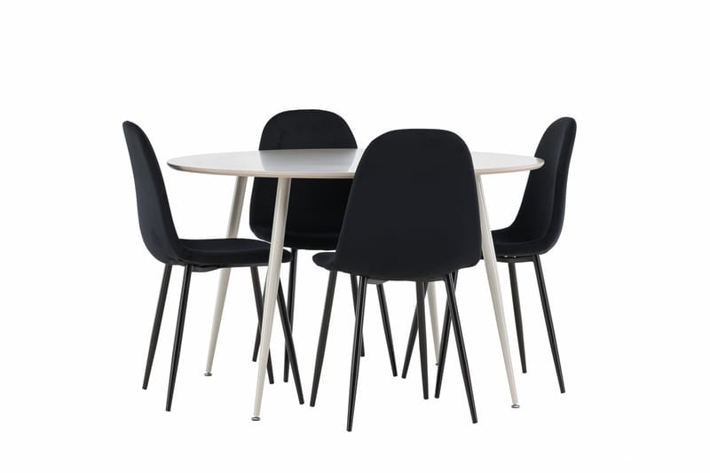 Plaza Matgrupp 120 cm Rund med 4 Polar stolar - Beige/Svart - Möbler - Bord & matgrupper - Matgrupper