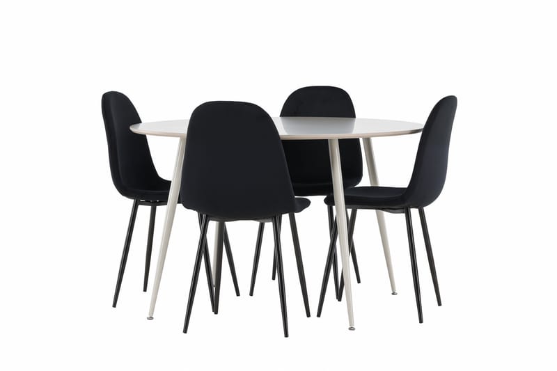 Plaza Matgrupp 120 cm Rund med 4 Polar stolar - Beige/Svart - Möbler - Bord & matgrupper - Matgrupper