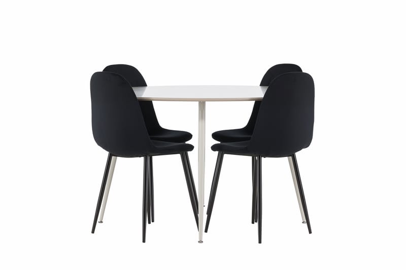 Plaza Matgrupp 120 cm Rund med 4 Polar stolar - Beige/Svart - Möbler - Bord & matgrupper - Matgrupper