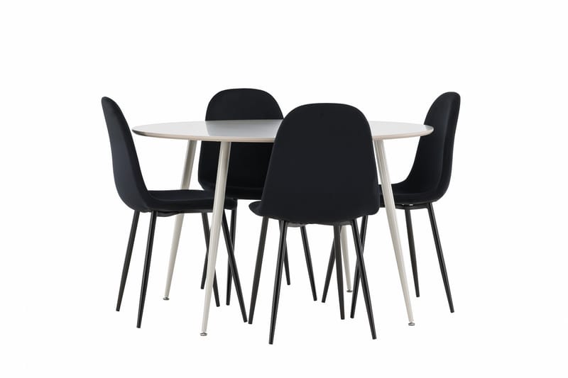 Plaza Matgrupp 120 cm Rund med 4 Polar stolar - Beige/Svart - Möbler - Bord & matgrupper - Matgrupper