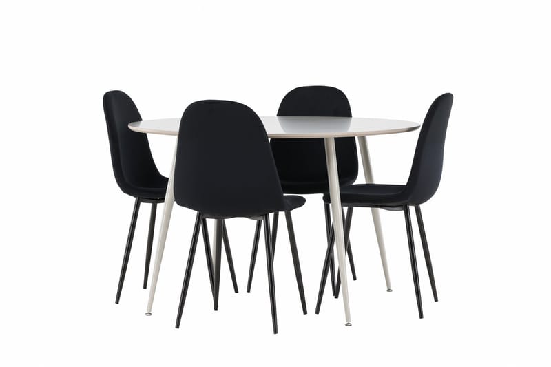 Plaza Matgrupp 120 cm Rund med 4 Polar stolar - Beige/Svart - Möbler - Bord & matgrupper - Matgrupper