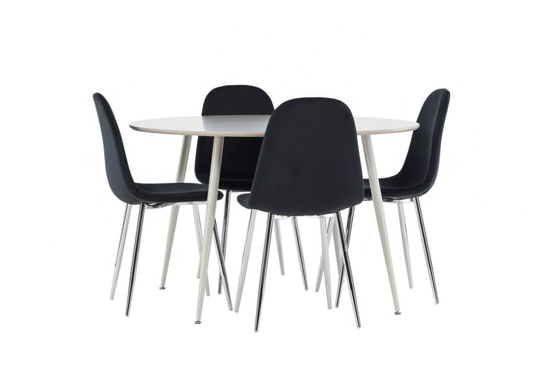 Plaza Matgrupp 120 cm Rund med 4 Polar stolar - Beige/Svart - Möbler - Bord & matgrupper - Matgrupper