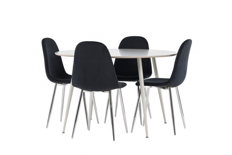 Plaza Matgrupp 120 cm Rund med 4 Polar stolar - Beige/Svart - Möbler - Bord & matgrupper - Matgrupper