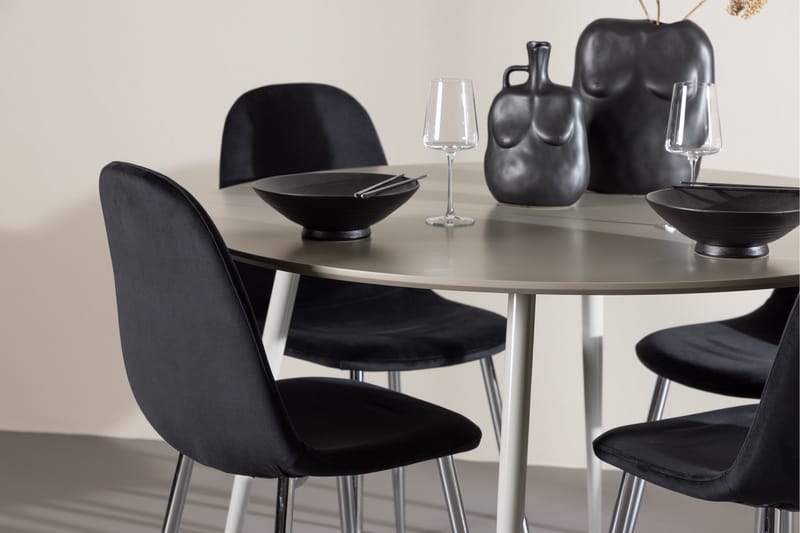 Plaza Matgrupp 120 cm Rund med 4 Polar stolar - Beige/Svart - Möbler - Bord & matgrupper - Matgrupper