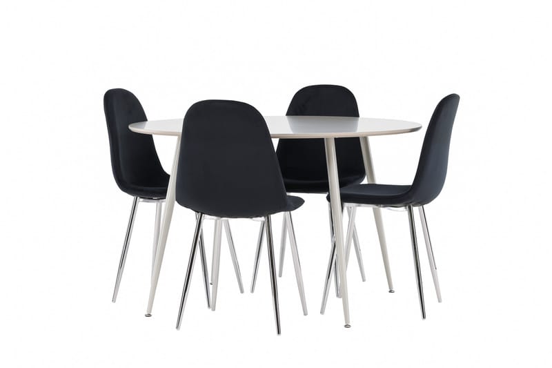 Plaza Matgrupp 120 cm Rund med 4 Polar stolar - Beige/Svart - Möbler - Bord & matgrupper - Matgrupper